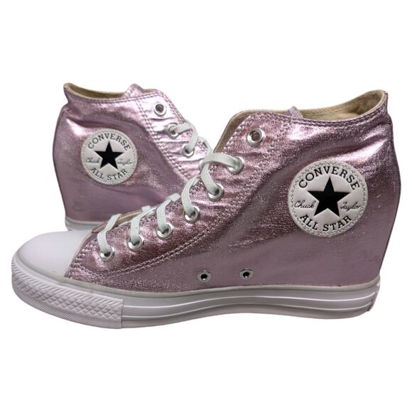 Converse 2017 CTAS Lux Mid Hidden Wedge Metallic Fuschia Pink Sneaker Womens 9.5 - Picture 1 of 11